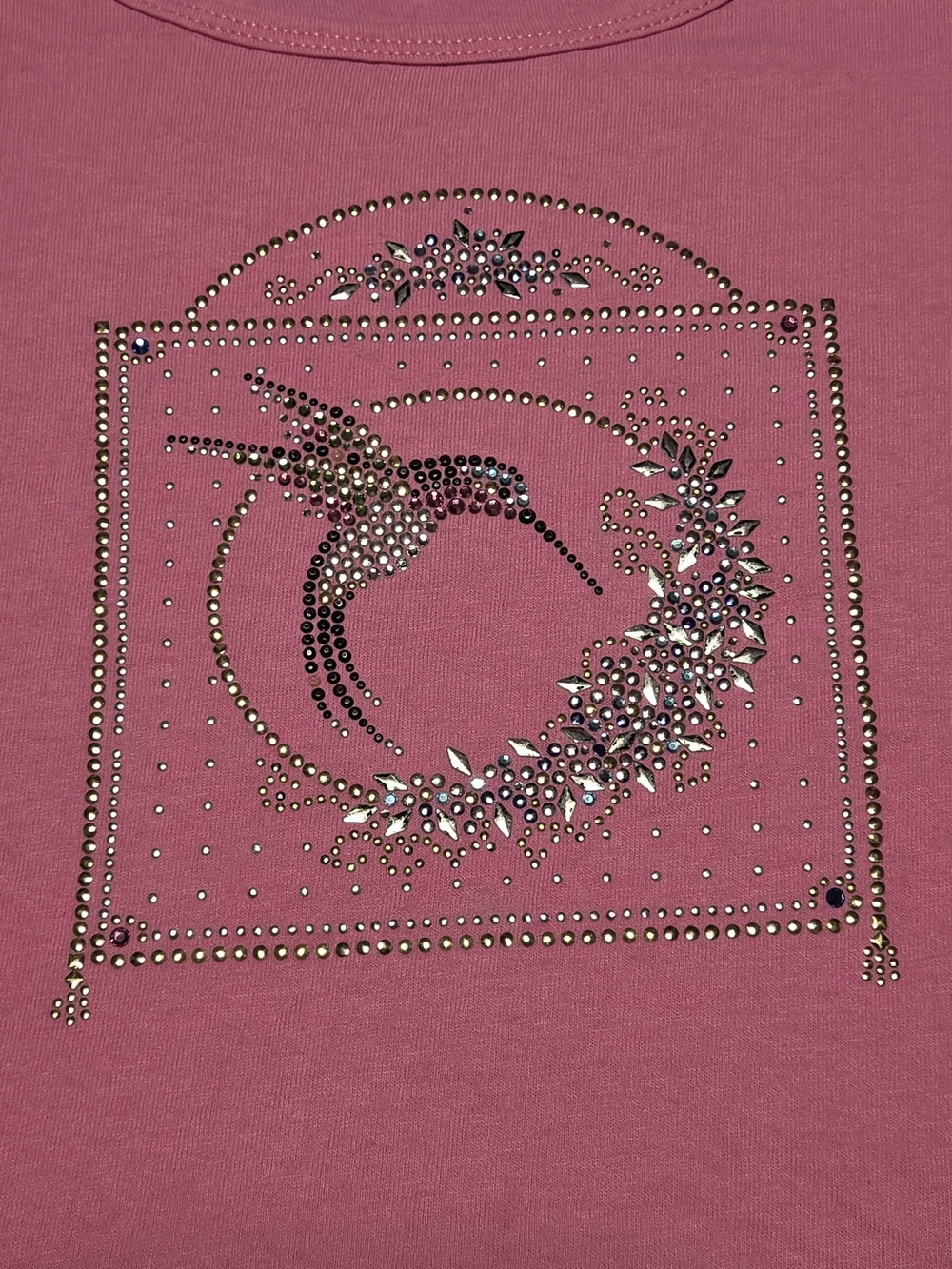 Women’s Pink Rhinestone Hummingbird Tee